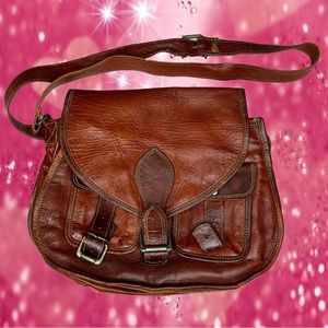 Real Leather Brown Crossbody bag with Lots of Pockets